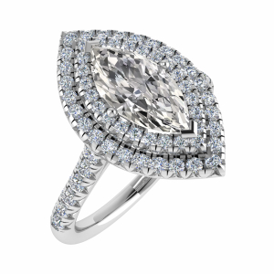 Ophelia Marquise Cut Diamond Double Halo Engagement Ring