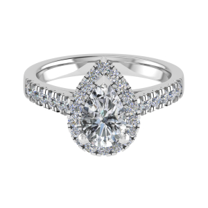 Lincy Pear Cut  Single Row Halo Engagement Ring