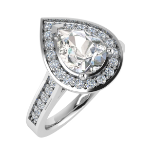 Jerofia Stylish Pear Cut Single Row Halo Engagement Ring From 0.20-3.00 Carat