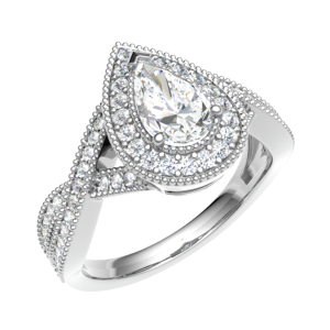 Mercy Pear Cut Infinity Designed Halo Engagement Ring