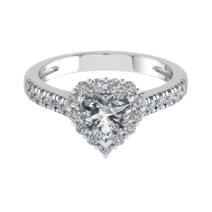 Rosy Heart Shaped Fancy Halo Engagement Ring