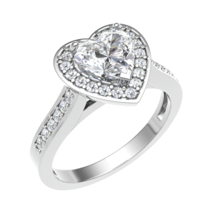 Rinsy Heart Shaped Fancy Halo Engagement Ring From 0.20-3.00 Carat