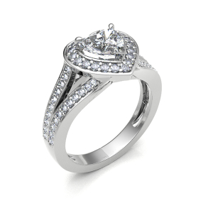 Reeta Heart Shaped Fishtail Shoulder Halo Engagement Ring