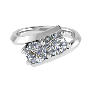 Cafna Lab-Created Rose Gold 4 Prong Two Stone Diamond Ring