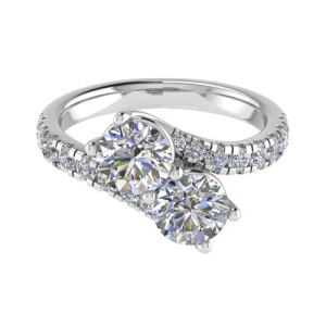 Cafna 0.50 - 1.50 Carat Lab-Created Round cut 4 Prong  Two Stone Diamond Ring