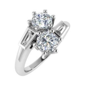 Cadyna Lab-Created 6 Prong Two Stone Diamond Ring