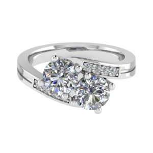  Cadena Lab-Created Diamond 4 Prong Two Stone Engagement Ring