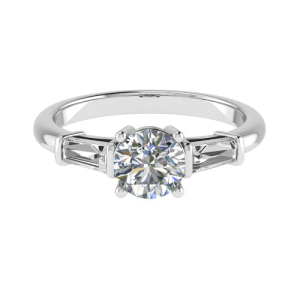 Tania 4 Claw Round Diamond  Engagement Ring With Pear Shaped Side stone