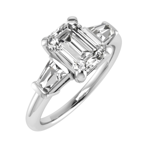 Vincya Emerald Cut Engagement Ring Bagutte Shaped Side Stone