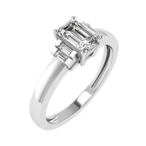 Katherine Emerald Cut Tapered Shoulder Engagement Ring With Baguette Diamond As A Side Stones