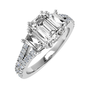 Kelly Emerald Cut Tapered Shoulder Engagement Ring 