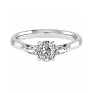 Melissa Natural Diamond Oval cut  Trilogy Engagement Ring