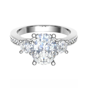 Nicole Lab-Created 4 Prong 3 Stone Diamond Ring