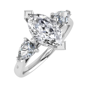 Rebecca Marquise Cut  Engagement Ring With Pear Cut Diamond As A Side Stone