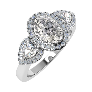 Daisi Lab-Created Yellow Gold 4 Prong 3 Stone Diamond Ring