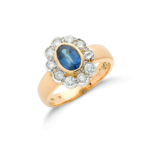 1.50 Carat Classic Flower Style Sapphire Diamond Ring