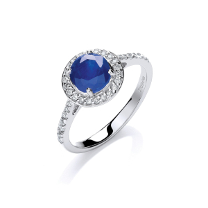 1.00 Carat Round Sapphire Cut Diamond Set Halo Ring