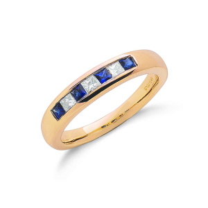 0.55 Carat Princess Cut Blue Sapphire And Eternity Ring