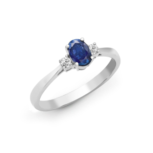 0.75 Blue Sapphire 3 Stone Ring