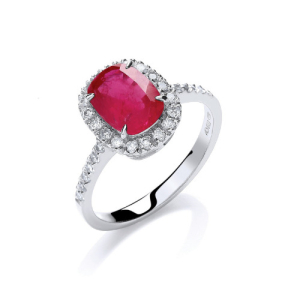 2.25 Carat Cushion Cut Ruby And Diamond Set Ring