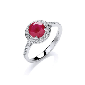 0.80 Carat Round Ruby And Diamond Set Ring