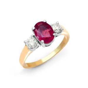 2.00 Carat Oval Cut 3 Stone Ruby Ring