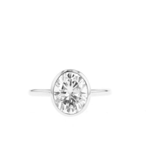 Cena Lab-Created Diamond Bezel Classic Solitaire Engagement Ring