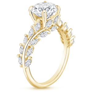 Zain Emerald Shaped Engagement Ring With marquise Shaped Diamond As A Side Stone