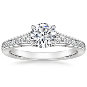 Delissa Lab-Created Round cut 4 Prong  Side Stone Diamond Ring