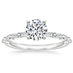 Bessa Lab-Created Diamond Rose Gold 4 Prong Set Side Stone Engagement Ring