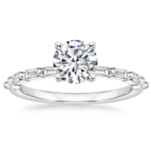 0.20-3.00 Carat Silvia Round Cut Engagement Ring With Baguette Shaped Diamond As A Side Stone