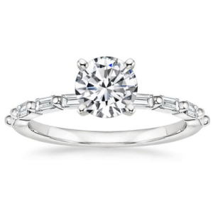 0.20-3.00 Carat Silvia Round Cut Engagement Ring With Baguette Shaped Diamond As A Side Stone