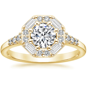 0.20-3.00 Carat Round Cut Engagement Ring With Baguette And Round Shaped Diamond As A Side Stone