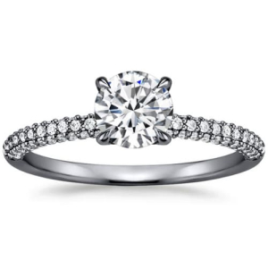 Clare 0.20 - 3.00 Carat Lab-Created Diamond Round cut 4 Prong Side Stone Engagement Ring