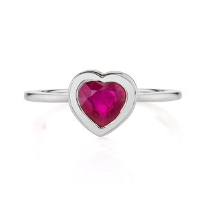 0.30 Carat Bazel Setting Heart Shaped Ruby Ring