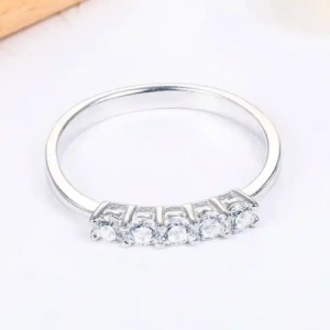 0.25 Carat FG/SI Natural Round Cut Diamond 5 Stone Prong Setting Half Eternity Ring