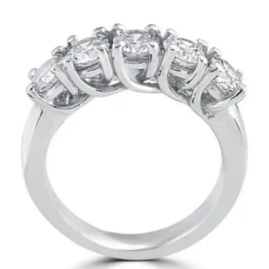 0.25 Carat FG/SI Natural Round Cut Diamond 5 Stone Prong Setting Half Eternity Ring 