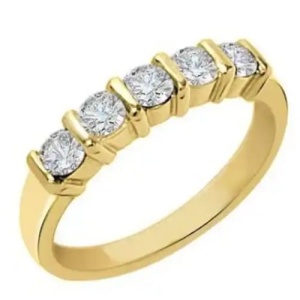 0.50 Carat FG/SI Natural Diamond 5 Stone Bar Setting Half Eternity Ring