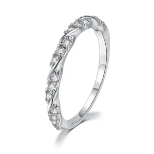 0.15 Carat Twist Grain Set Round Diamond Half Eternity Diamond Ring