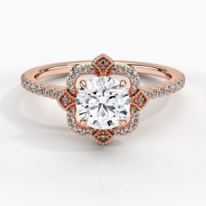 Loyla 0.20 - 3.00 Carat Natural Diamond Round cut Vintage Engagement Ring