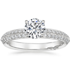 Beohha Lab-Created Diamond Rose Gold 4 Prong Side Stone Engagement Ring