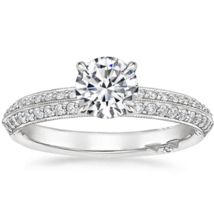 Beohha Lab-Created Diamond Round cut 4 Prong  Side Stone Engagement Ring