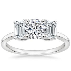 Lydia 0.20-3.00 Carat Round Diamonds Engagement Ring With Emerald Cut Diamond As a Side Stone