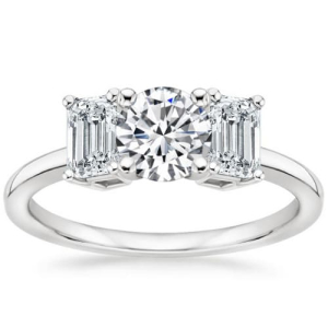 Lydia 0.20-3.00 Carat Round Diamonds Engagement Ring With Emerald Cut Diamond As a Side Stone