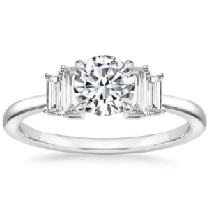 Celia 0.20 - 3.00 Carat Natural Diamond Round cut 4 Prong Set  Side Stone Engagement Ring