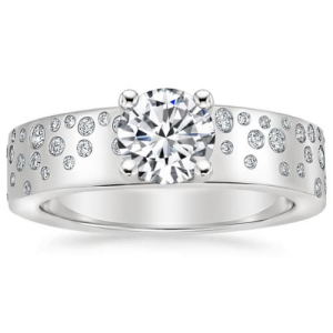 Beortbtraed 0.20 - 3.00 Carat Natural Diamond Round cut 4 Prong  Side Stone Engagement Ring