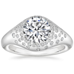 Claira 0.20 - 3.00 Carat Natural Diamond Round cut Bezel Set  Side Stone Engagement Ring