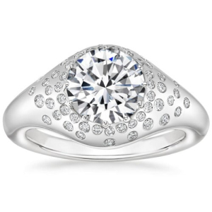 Claira Natural Diamond Yellow Gold Bezel Set Side Stone Engagement Ring