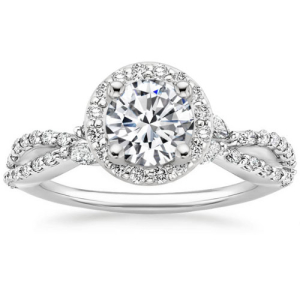 Aetti Natural Diamond 4 Prong Set Halo Engagement Ring