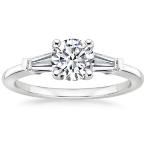 Andrea 0.20-3.00 Carat Round Diamond Engagement Ring With Baguette Diamond Set